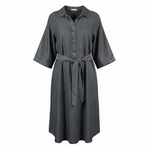 Cato Plus Size 18/20 Gray Tencel Blend Shirt Dress Belted Casual Midi Minimalist